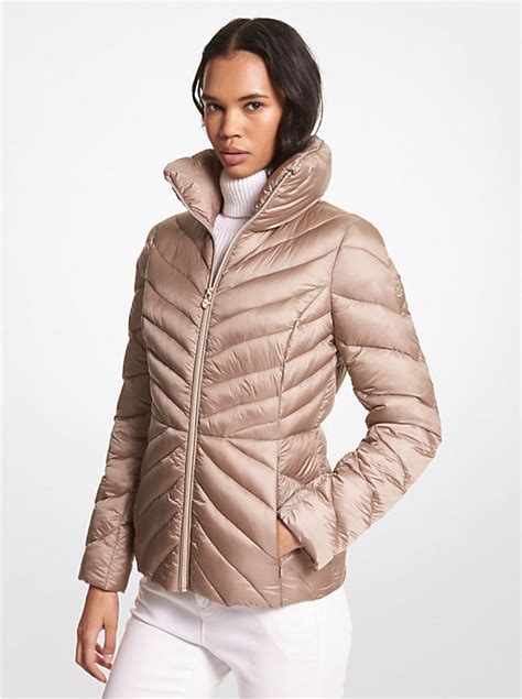 michael kors packable jacket for fall|Michael Kors shiny puffer jacket.